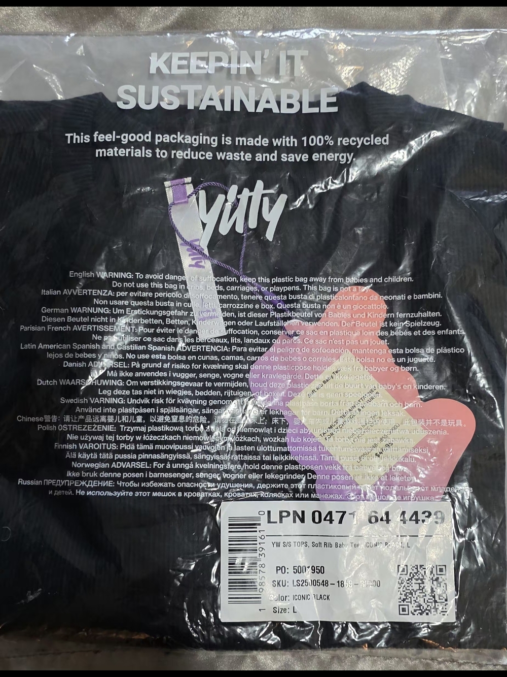 YITTY(Fabletics) Black Ribbed Short Sleeve Crew Tee Size Large - Picture 5 of 6